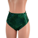 Green Kaleidoscope High Waist Siren Shorts with Brazilian Cut Leg - Coquetry Clothing