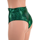 Green Kaleidoscope High Waist Siren Shorts with Brazilian Cut Leg - Coquetry Clothing