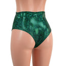 Green Kaleidoscope High Waist Siren Shorts with Brazilian Cut Leg - Coquetry Clothing