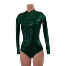Green Kaleidoscope Stella Romper with Long Sleeves & Siren Cut Leg - Coquetry Clothing