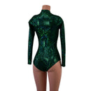Green Kaleidoscope Stella Romper with Long Sleeves & Siren Cut Leg - Coquetry Clothing