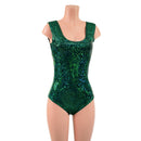 Green Kaleidoscope Tank Style Romper with Siren Cut Leg - Coquetry Clothing