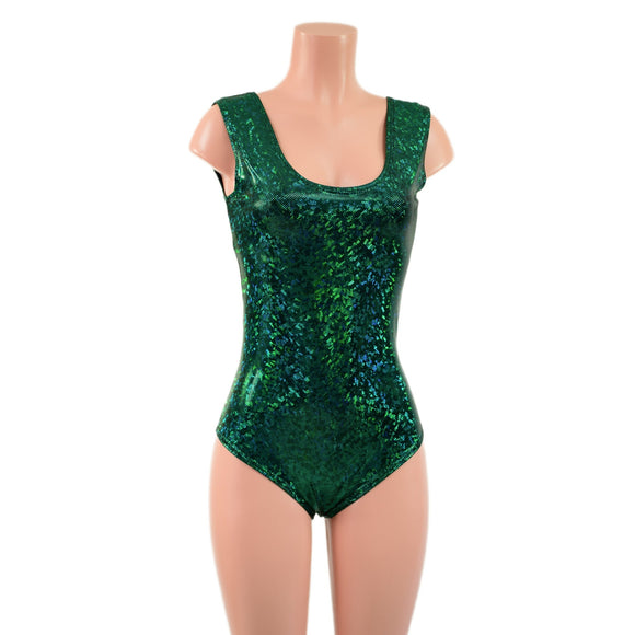 Green Kaleidoscope Tank Style Romper with Siren Cut Leg - Coquetry Clothing