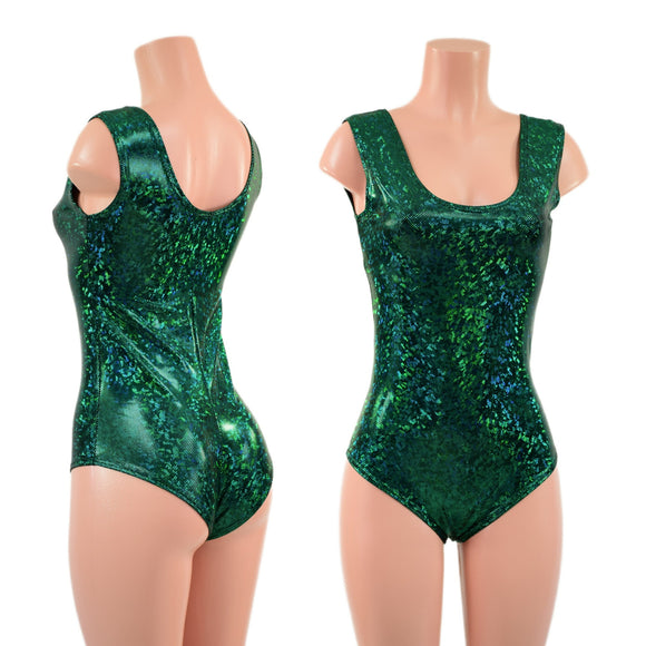 Green Kaleidoscope Tank Style Romper with Siren Cut Leg - Coquetry Clothing