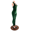 Green Velvet Backless V Neck Catsuit - Coquetry Clothing