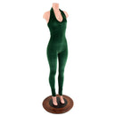 Green Velvet Backless V Neck Catsuit - Coquetry Clothing