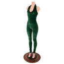 Green Velvet Backless V Neck Catsuit - Coquetry Clothing