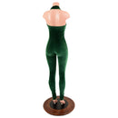 Green Velvet Backless V Neck Catsuit - Coquetry Clothing