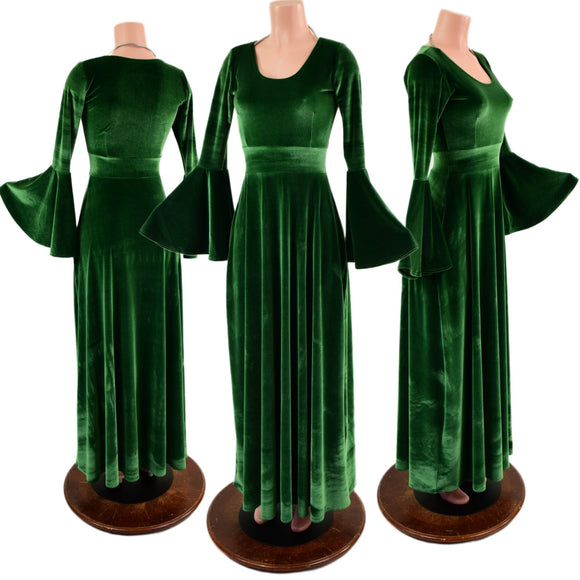 Green Velvet Renaissance "Fiona" Gown - Coquetry Clothing