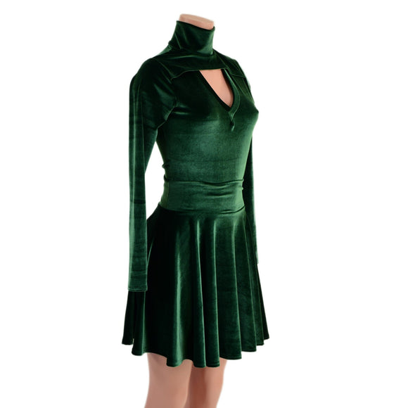 Green Velvet Romper and Breakaway Skirt Set - Coquetry Clothing