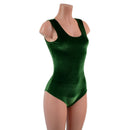Green Velvet Tank Style Romper with Siren Cut Leg - Coquetry Clothing