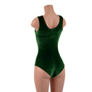 Green Velvet Tank Style Romper with Siren Cut Leg - Coquetry Clothing