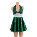 Halter Skater Dress in Green Kaleidoscope - Coquetry Clothing