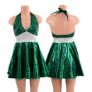 Halter Skater Dress in Green Kaleidoscope - Coquetry Clothing