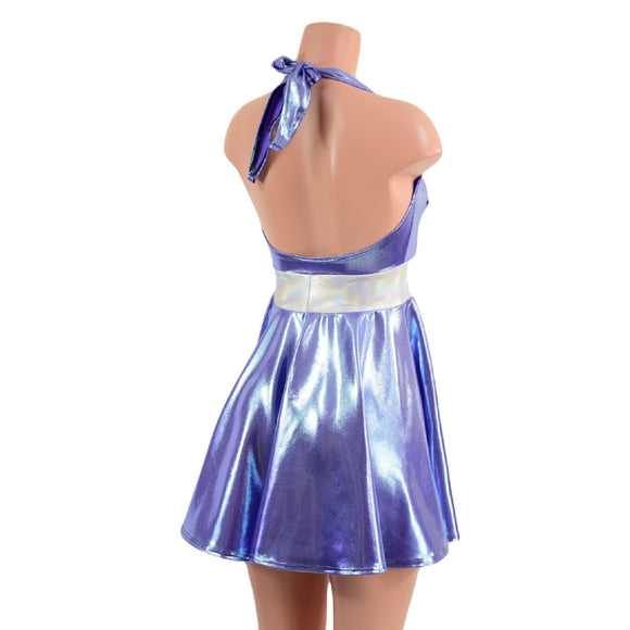 Halter Skater Dress in Lavender Ice - Coquetry Clothing