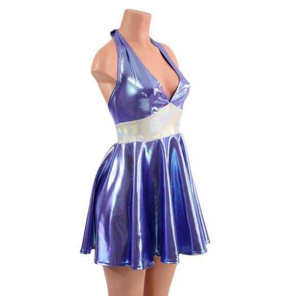 Halter Skater Dress in Lavender Ice - Coquetry Clothing