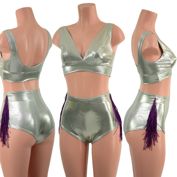 Happy Daisy Fringed Siren Shorts and Bralette Set - Coquetry Clothing