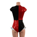 Harlequin Red and Black Romper with Hip Ruffles - Coquetry Clothing