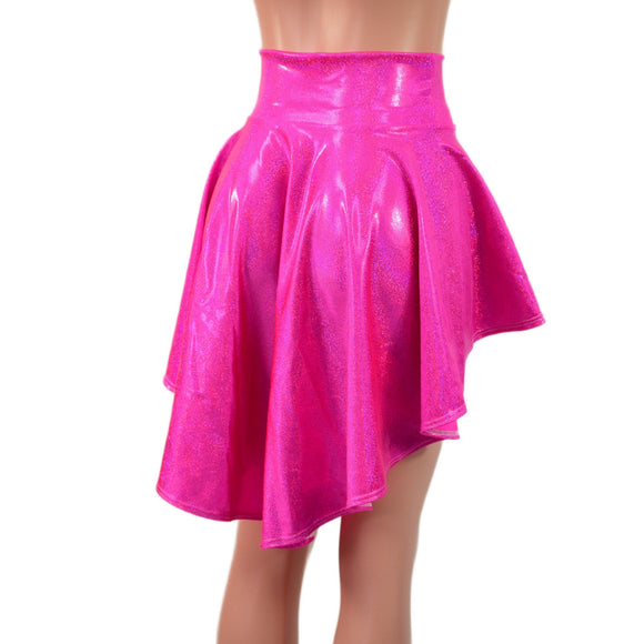 Hi Lo Skirt in Neon Pink Sparkly Jewel - Coquetry Clothing