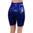High Waist Bike Shorts in Blue Sparkly Jewel - Coquetry Clothing