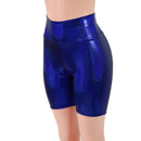 High Waist Bike Shorts in Blue Sparkly Jewel - Coquetry Clothing