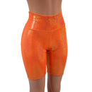High Waist Bike Shorts in Neon Orange Sparkly Jewel - Coquetry Clothing