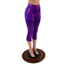 High Waist Capri Leggings in Grape Holographic - Coquetry Clothing