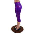 High Waist Capri Leggings in Grape Holographic - Coquetry Clothing