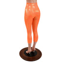 High Waist Capri Leggings in Neon Orange Sparkly Jewel - Coquetry Clothing