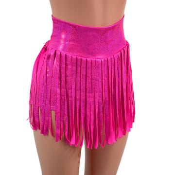 High Waist Gladiator Shorts in Neon Pink Sparkly Jewel - Coquetry Clothing