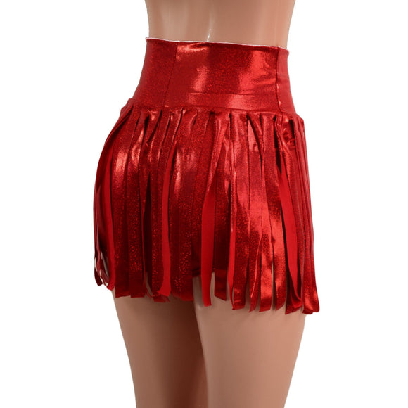 High Waist Gladiator Shorts in Red Sparkly Jewel - Coquetry Clothing
