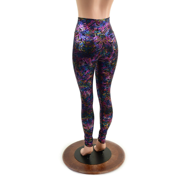 High Waist Leggings in Cyberspace OVERSTOCK Ready To Ship - Coquetry Clothing