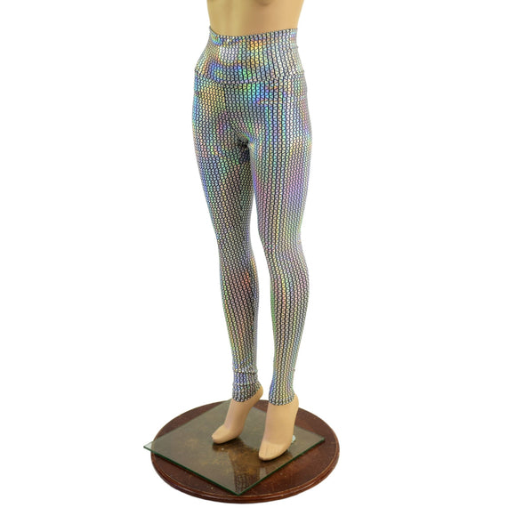 High Waist Leggings in Prism Holographic - Coquetry Clothing