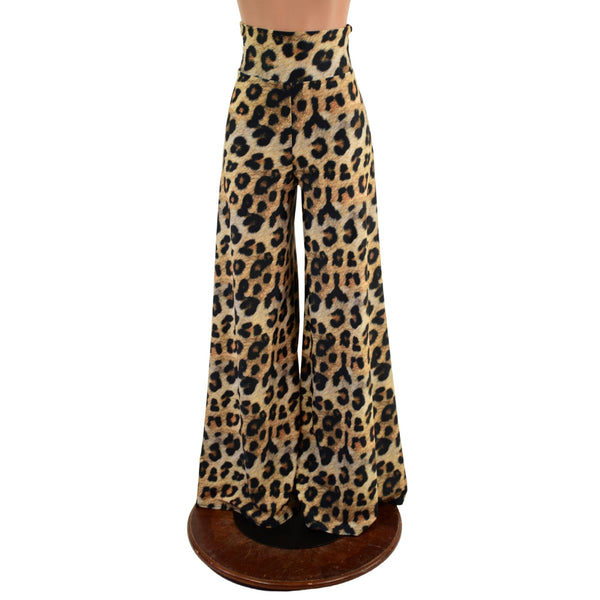 High Waist Leopard Print Wide Leg Pants - 2