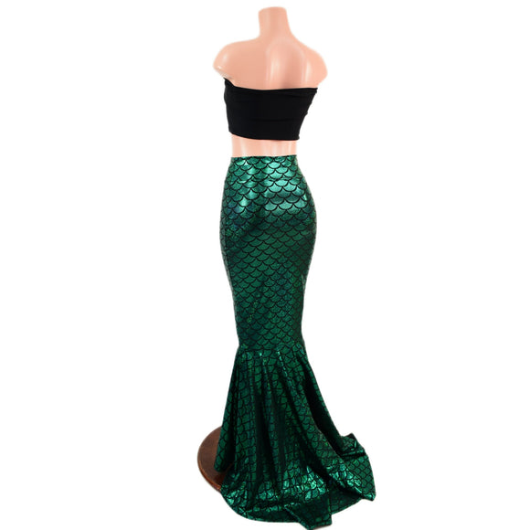 High Waist Mermaid Skirt with Puddle Train - Coquetry Clothing
