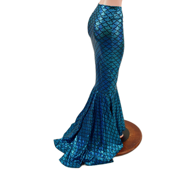 High Waist Mermaid Skirt with Puddle Train - Coquetry Clothing