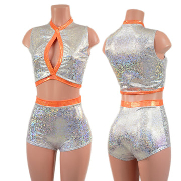 High Waist Pinup Shorts and Keyhole Top Set - Coquetry Clothing