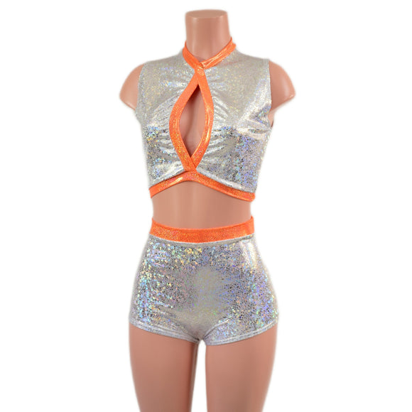 High Waist Pinup Shorts and Keyhole Top Set - Coquetry Clothing
