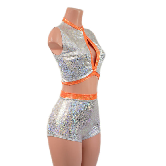 High Waist Pinup Shorts and Keyhole Top Set - Coquetry Clothing