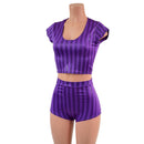 High Waist Pinup Shorts with Boy Cut Leg and Cap Sleeve Crop Top Set - Coquetry Clothing