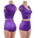 High Waist Pinup Shorts with Boy Cut Leg and Cap Sleeve Crop Top Set - Coquetry Clothing