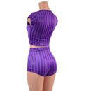 High Waist Pinup Shorts with Boy Cut Leg and Cap Sleeve Crop Top Set - Coquetry Clothing