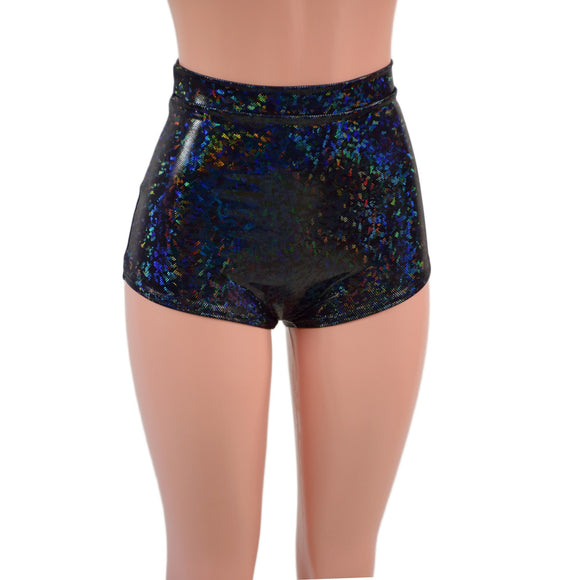 High Waist Pinup Shorts with Boy Cut Leg in Black Kaleidoscope - Coquetry Clothing