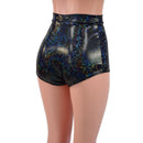 High Waist Pinup Shorts with Boy Cut Leg in Black Kaleidoscope - Coquetry Clothing