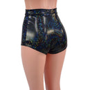High Waist Pinup Shorts with Boy Cut Leg in Black Kaleidoscope - Coquetry Clothing