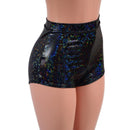 High Waist Pinup Shorts with Boy Cut Leg in Black Kaleidoscope - Coquetry Clothing