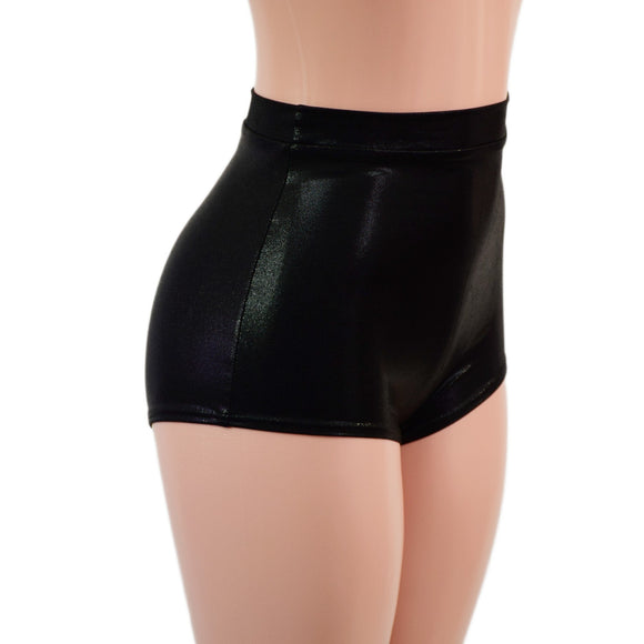High Waist Pinup Shorts with Boy Cut Leg in Black Mystique - Coquetry Clothing