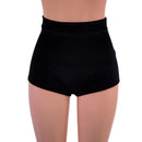 High Waist Pinup Shorts with Boy Cut Leg in Black Velvet - Coquetry Clothing