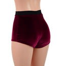 High Waist Pinup Shorts with Boy Cut Leg in Burgundy Velvet - Coquetry Clothing