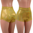 High Waist Pinup Shorts with Boy Cut Leg in Gold Sparkly Jewel - Coquetry Clothing